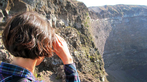 Woman standing on mountain landscape