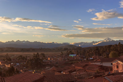 High angle view of townscape against sky