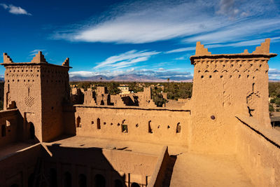 Low angle view of old ruins against sky