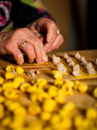 Man preparing food on table