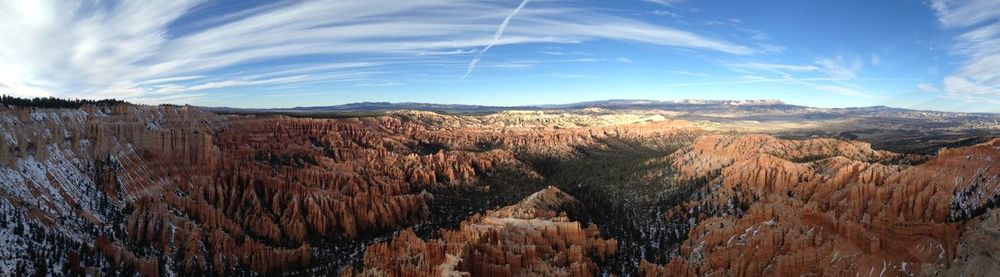 Panoramic view of landscape against cloudy sky