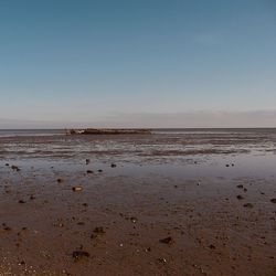 Scenic view of sea against clear sky