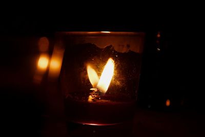 Close-up of illuminated candle