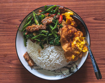 High angle view of meal served in plate