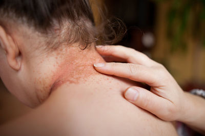 Close-up of shirtless boy