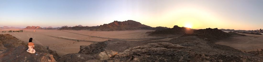 Panoramic view of landscape against sky during sunset