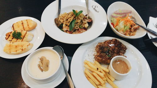 Close-up of food served in plate