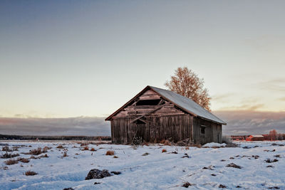 House against sky during winter