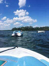 Speedboat in river