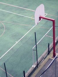 High angle view of basketball court