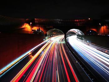 Light trails on highway at night