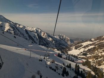 Panoramic view of snowcapped mountains against sky