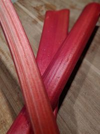 High angle view of red chili on table