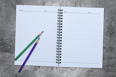 High angle view of pen on table