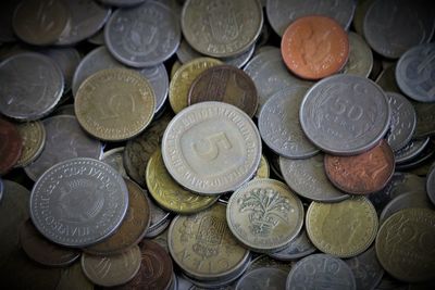 Full frame shot of coins