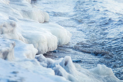 Close-up of frozen sea