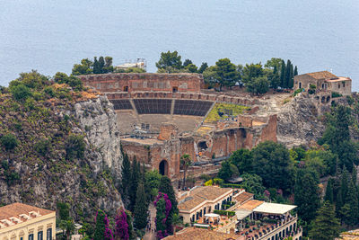 High angle view of historical building