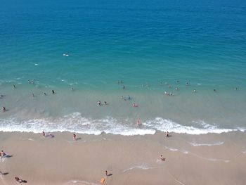 High angle view of people on beach