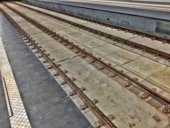 High angle view of railroad station platform