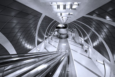 Low angle view of escalator in subway station