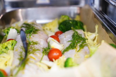 Close-up of salad served in plate