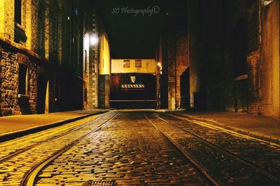 Illuminated road at night