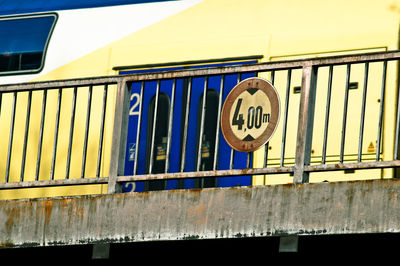 Close-up of information sign