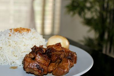 Close-up of meal served in plate