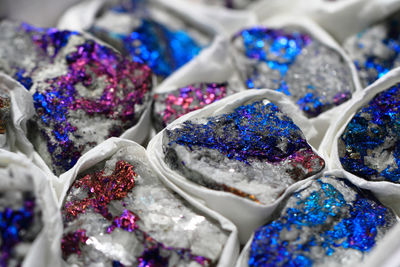 Close-up of multi colored candies for sale in market