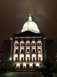 Low angle view of church at night