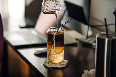 Close-up of drink on table