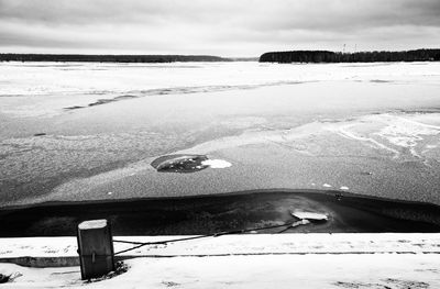 Scenic view of sea against sky during winter