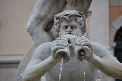 Close-up of statue against water