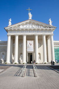 Facade of historic building against sky