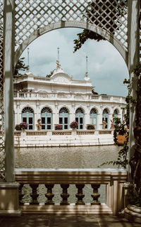 View of fountain against building