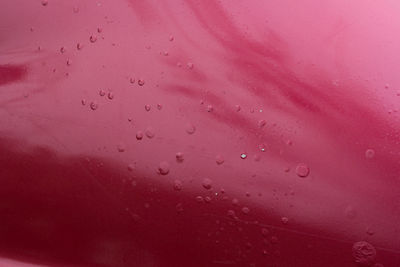 Full frame shot of raindrops on pink