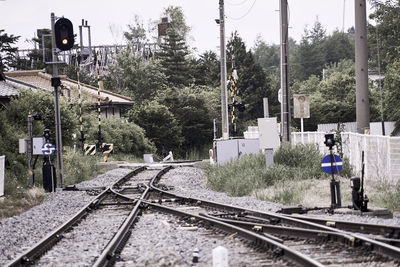 Train on railway tracks against sky