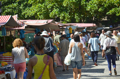 People walking at market