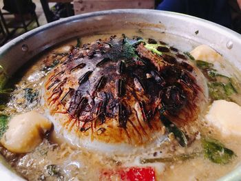 High angle view of food in bowl