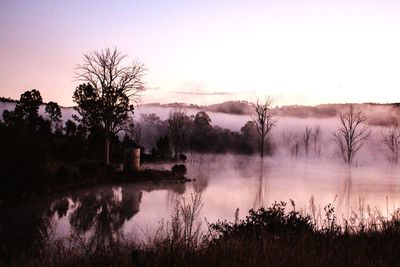 Scenic view of lake against clear sky