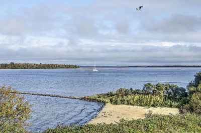 Landscape along lake grevelingen in zeland, the netherlands