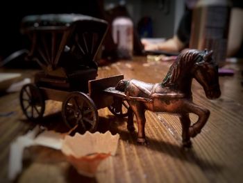 Close-up of objects on table