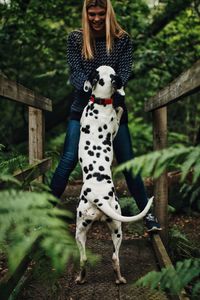 Portrait of woman with dog