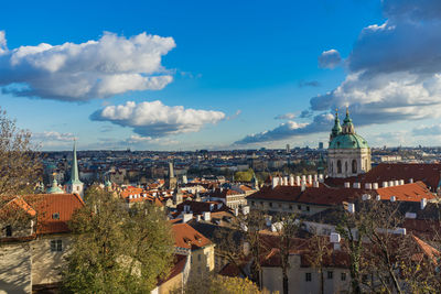 High angle view of cityscape against sky