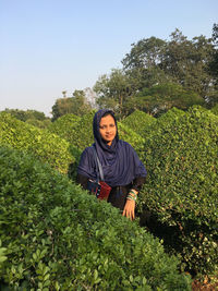 Portrait of woman on land