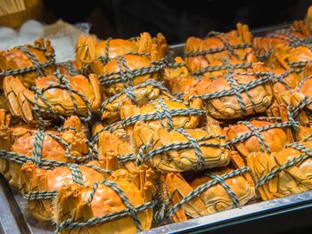 High angle view of food in market stall