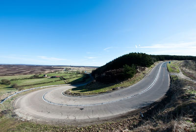 Scenic view of road against blue sky