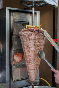 Close-up of food on barbecue grill