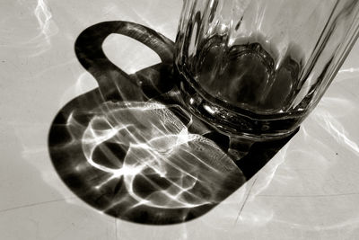 High angle view of bread in glass on table