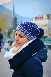 Woman wearing warm clothing